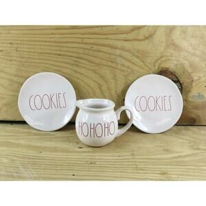 Rae Dunn Plates Set Lot of 3 Cookie Plates and Milk Pitcher Christmas Holiday